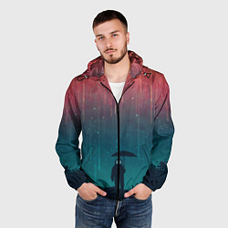 Ветровка с капюшоном мужская Космический Дождь, цвет: 3D-черный — фото 2