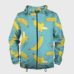 Ветровка с капюшоном мужская Банановый дождь, цвет: 3D-черный