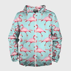 Ветровка с капюшоном мужская Фламинго, цвет: 3D-белый