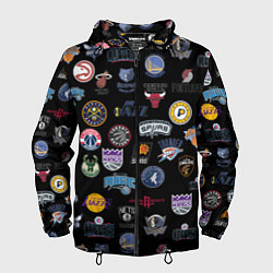 Ветровка с капюшоном мужская NBA Pattern, цвет: 3D-черный