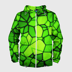 Ветровка с капюшоном мужская Зеленая мозаика, цвет: 3D-белый