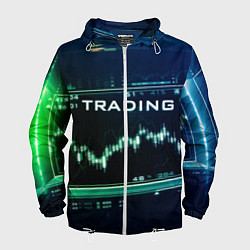 Ветровка с капюшоном мужская Трейдинг 07, цвет: 3D-белый