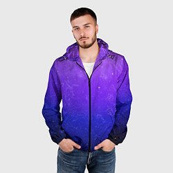 Ветровка с капюшоном мужская Звёздное небо, цвет: 3D-черный — фото 2
