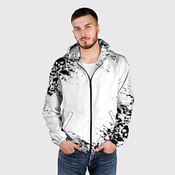 Ветровка с капюшоном мужская БЕЛЫЕ ЧЕРЕПА, цвет: 3D-черный — фото 2