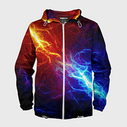 Ветровка с капюшоном мужская ОГОНЬ ГЛИТЧ, цвет: 3D-белый