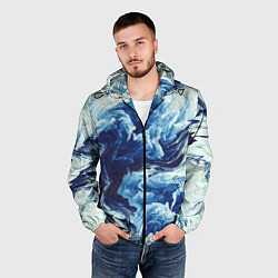 Ветровка с капюшоном мужская Абстракция смешивание разводы, цвет: 3D-черный — фото 2