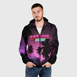Ветровка с капюшоном мужская HOTLINE MIAMI, цвет: 3D-черный — фото 2