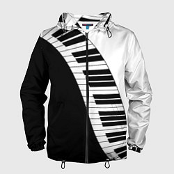 Ветровка с капюшоном мужская Piano Пианино, цвет: 3D-черный