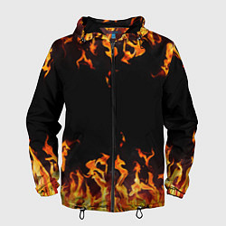 Ветровка с капюшоном мужская FIRE ОГОНЬ, цвет: 3D-черный