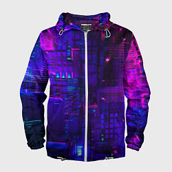 Ветровка с капюшоном мужская NEON CUBES, цвет: 3D-белый