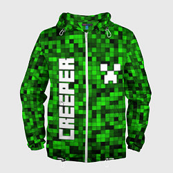 Ветровка с капюшоном мужская MINECRAFT CREEPER, цвет: 3D-белый