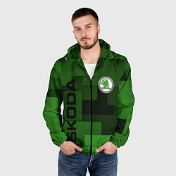 Ветровка с капюшоном мужская SKODA, цвет: 3D-черный — фото 2