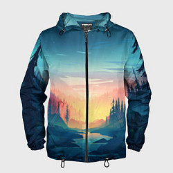 Ветровка с капюшоном мужская Природа, цвет: 3D-черный