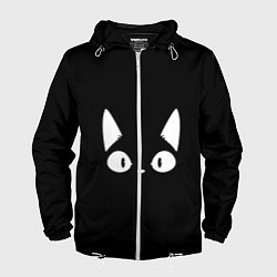 Ветровка с капюшоном мужская Кошачья мордочка, цвет: 3D-белый