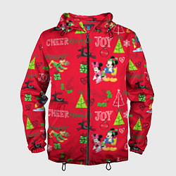 Ветровка с капюшоном мужская Mickey & Minnie pattern, цвет: 3D-черный