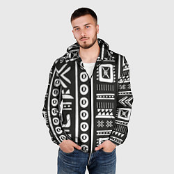 Ветровка с капюшоном мужская Этнический узор, цвет: 3D-черный — фото 2
