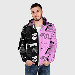 Ветровка с капюшоном мужская Руки, статуи, цвет: 3D-белый — фото 2