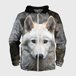 Ветровка с капюшоном мужская Волк, цвет: 3D-белый