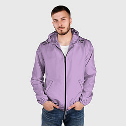 Ветровка с капюшоном мужская Глициниевый цвет без рисунка, цвет: 3D-черный — фото 2