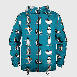 Ветровка с капюшоном мужская Пингвина на заярдке, цвет: 3D-черный