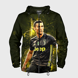 Ветровка с капюшоном мужская Cristiano Ronaldo Juventus, цвет: 3D-черный