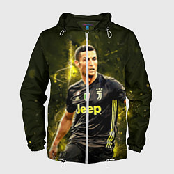 Ветровка с капюшоном мужская Cristiano Ronaldo Juventus, цвет: 3D-белый