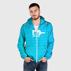 Ветровка с капюшоном мужская Кораблик в бутылке, цвет: 3D-белый — фото 2