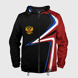 Ветровка с капюшоном мужская РОССИЯ RUSSIA UNIFORM, цвет: 3D-черный