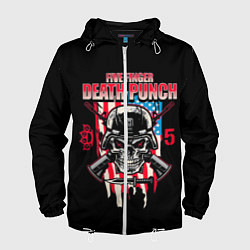 Ветровка с капюшоном мужская 5FDP Five Finger Death Punch, цвет: 3D-белый