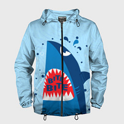 Ветровка с капюшоном мужская Акула bite, цвет: 3D-черный