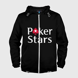 Ветровка с капюшоном мужская Poker Stars, цвет: 3D-белый