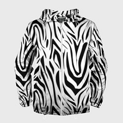 Ветровка с капюшоном мужская Черно-белая зебра, цвет: 3D-белый