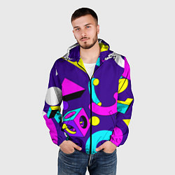 Ветровка с капюшоном мужская Геометрические фигуры, цвет: 3D-черный — фото 2