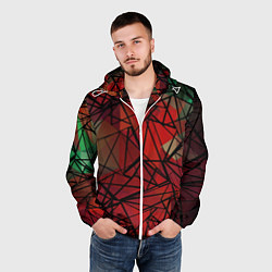 Ветровка с капюшоном мужская Абстрактный геометрический, цвет: 3D-белый — фото 2