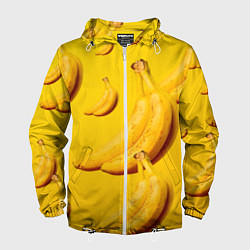 Ветровка с капюшоном мужская Банановый рай, цвет: 3D-белый