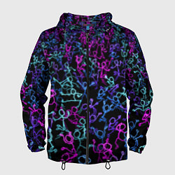 Ветровка с капюшоном мужская Neon Rave Party, цвет: 3D-черный