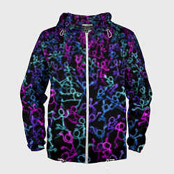 Ветровка с капюшоном мужская Neon Rave Party, цвет: 3D-белый