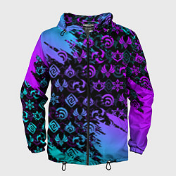Мужская ветровка GENSHIN NEON PATTERN SYMBOL НЕОН ЭМБЛЕМЫ