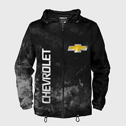 Ветровка с капюшоном мужская Chevrolet, gray, цвет: 3D-черный