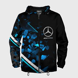 Ветровка с капюшоном мужская Mercedes AMG Осколки стекла, цвет: 3D-черный
