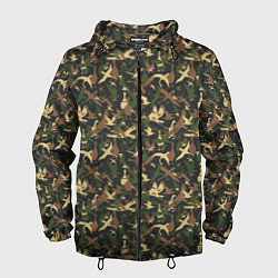 Ветровка с капюшоном мужская Птицы камуфляж, цвет: 3D-черный