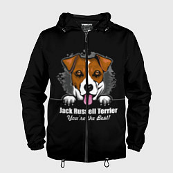 Ветровка с капюшоном мужская Джек-Рассел-Терьер Jack Russell Terrier, цвет: 3D-черный
