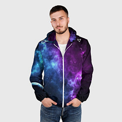 Ветровка с капюшоном мужская NEON GALAXY НЕОНОВЫЙ КОСМОС, цвет: 3D-белый — фото 2