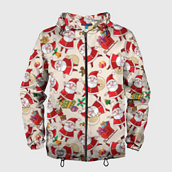 Ветровка с капюшоном мужская Дед Мороз!, цвет: 3D-черный