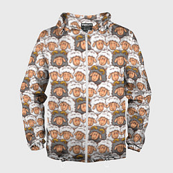 Ветровка с капюшоном мужская Овечки и барашки, цвет: 3D-белый