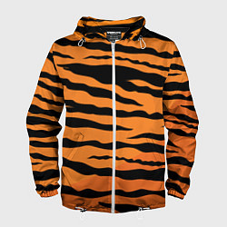 Ветровка с капюшоном мужская Шкура тигра вектор, цвет: 3D-белый