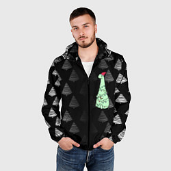 Ветровка с капюшоном мужская ДИНОЗАВРИК В СТИЛЕ НОВОГО ГОДА, цвет: 3D-черный — фото 2