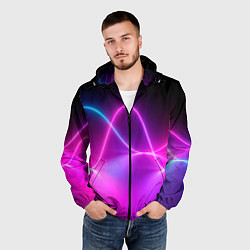 Ветровка с капюшоном мужская Лучи света pink theme, цвет: 3D-черный — фото 2