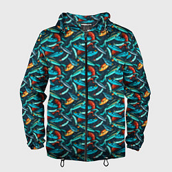 Ветровка с капюшоном мужская Рыболовные Воблеры, цвет: 3D-черный