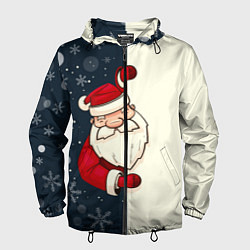 Ветровка с капюшоном мужская Привет Дед Мороз, цвет: 3D-черный